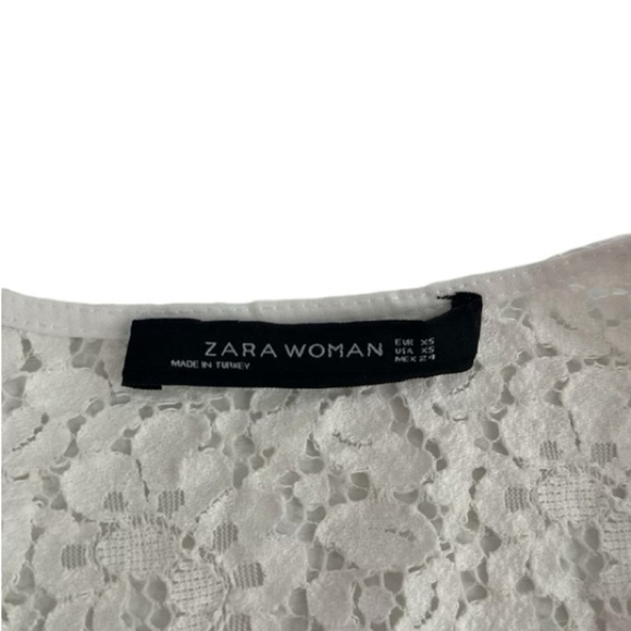 Zara Blouse Cream Floral Lace Boho Bell Sleeve Festival sz xs - Picture 4 of 14